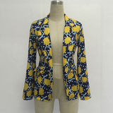 Women's Mustard Yellow + Navy Casual Print Coat