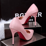 Sexy Pink Solid Flock Pumps