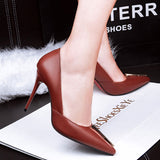 Simple Brown Solid PU Pumps