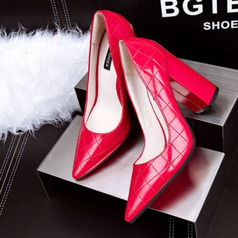Lovely Red Solid PU Pumps