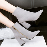 Trendy Grey Solid Flock Boots