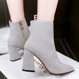 Trendy Grey Solid Flock Boots