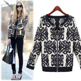 Women's Cute White O-Neck Solid Worsted Blazer With Navy Detail