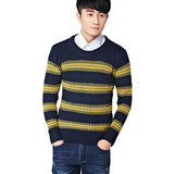 Men's Simple Yellow O-Neck Worsted Sweater