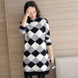 Women's New White Turtleneck Geometric Sweater
