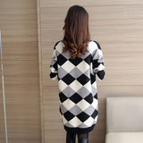 Women's New White Turtleneck Geometric Sweater