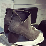 Stylish Grey Solid PU Boots
