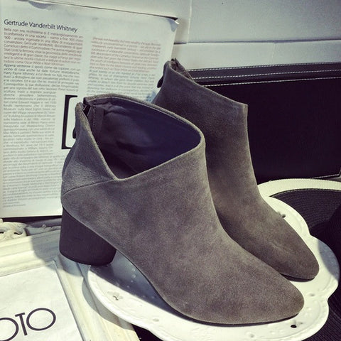 Stylish Grey Solid PU Boots
