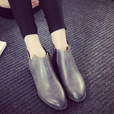 Lovely Grey Solid PU Ankle Boots