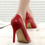 Lovely Red Solid PU Pumps