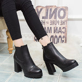 New Black Solid PU Boots