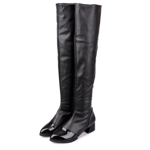 Stylish Black Solid PU Boots