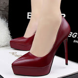 Lovely Dark Red Solid Platform Pumps