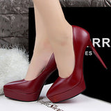 Lovely Dark Red Solid Platform Pumps