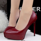 Lovely Dark Red Solid Platform Pumps