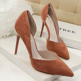 Sweet Suede Khaki Solid Flock Pumps