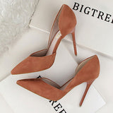 Sweet Suede Khaki Solid Flock Pumps