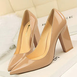 Lovely Nude Satin Solid Flock Pumps