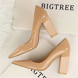 Lovely Nude Satin Solid Flock Pumps