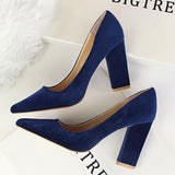 Casual Blue Solid Flock Pumps