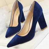 Casual Blue Solid Flock Pumps