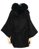 Women's Casual Black Turn-down Collar Solid Woolen Coat
