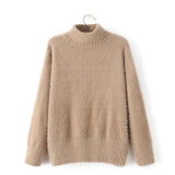 Women's Trendy Nude Turtleneck Solid Sweater