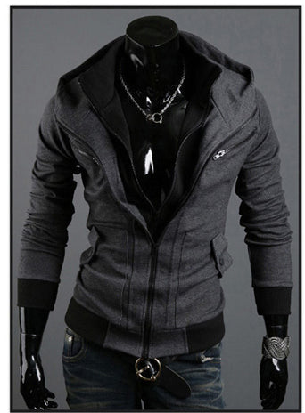Men's Sweet Dark Grey Thick Jacket-Coat