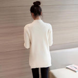 Women's Sweet White Turtleneck Solid Sweater