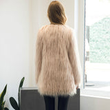 Women's New Light Pink Faux Fur Solid Coat
