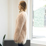 Women's New Light Pink Faux Fur Solid Coat