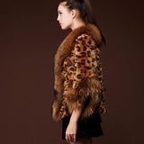 Women's New V-Neck Leopard Print Faux Coat