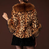 Women's New V-Neck Leopard Print Faux Coat