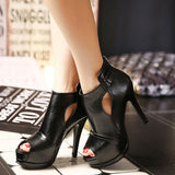 Women's Black Open Toe High-Heeled Sandal