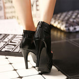 Women's Black Open Toe High-Heeled Sandal