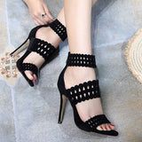 Women's Blacked Sueded Strapped Sandals