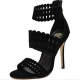 Women's Blacked Sueded Strapped Sandals