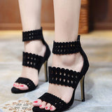 Women's Blacked Sueded Strapped Sandals
