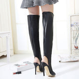 Trendy Black Solid Open Toe PU Boots