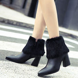 Lovely Black Stylish Solid PU Boots