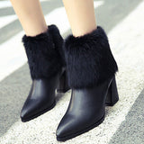 Lovely Black Stylish Solid PU Boots
