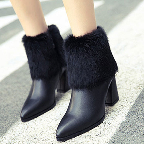 Lovely Black Stylish Solid PU Boots