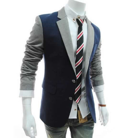Men's Sexy Navy+Grey Blazer