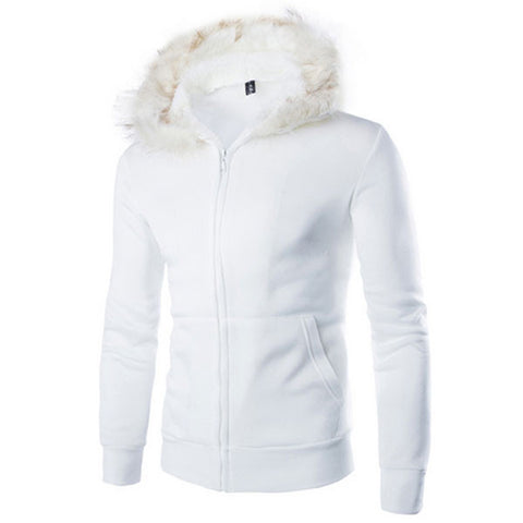 Men's Lovely Hooded White Coat