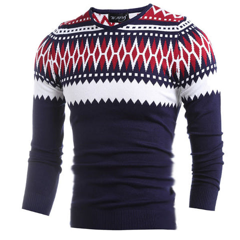 Men's Trendy Navy O-Neck Sweater