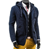 Men's Simple Hooded Navy Jacket-Coat