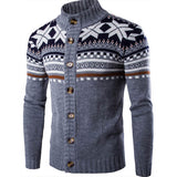 Men's Sweet Grey Stand Geometric Sweater