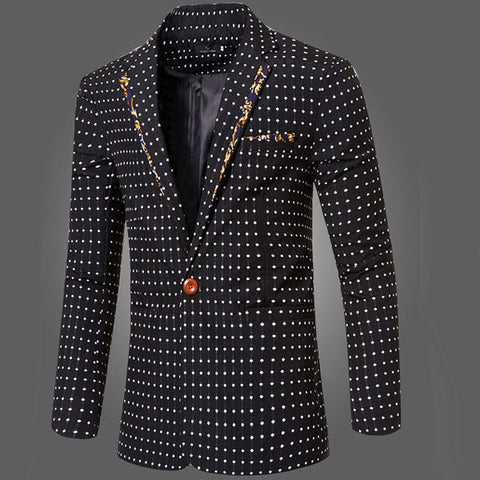 Men's Trendy Black Polka Dot Blazer