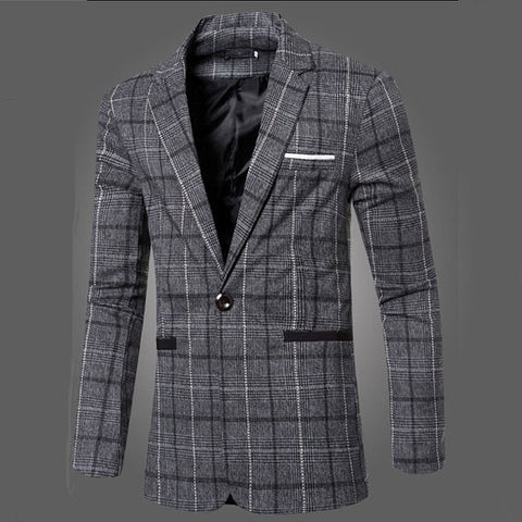 Men's Lovely Grey Checkered Blazer
