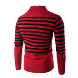Men's Simple  Striped Red Turtleneck Sweater